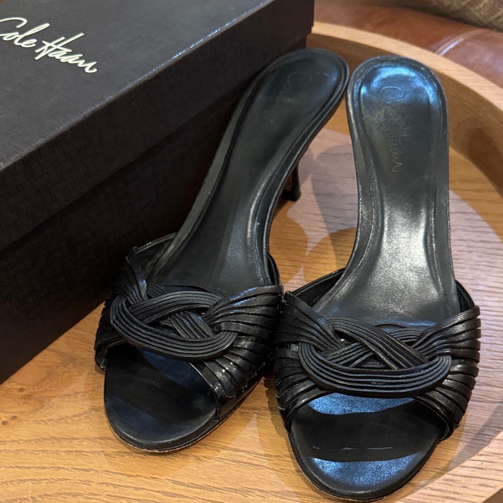 Cole Haan Black Strappy Heels